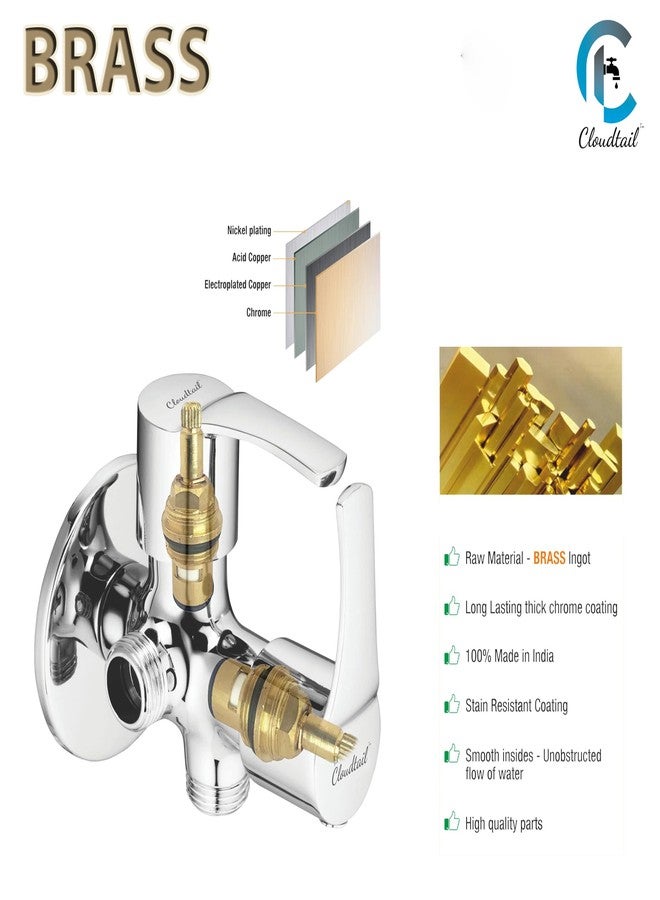 Cloudtail® 2 Way Angle Valve|Pipe Valve |2In1|Step Handle|(Cdt6101)|Dual Lever|Dual Function|With Wall Flange|Ideal For: Kitchen|Sink|Bathroom|Wash Basin|Material: Brass|Color: Silver|Set Of 1 - Image 3